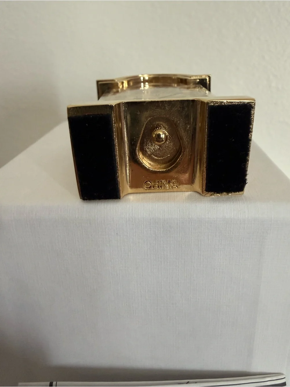 Vintage Elgin Mini Mantel Clock Gold Tone Tempus Fugit Quartz w/ Instructions